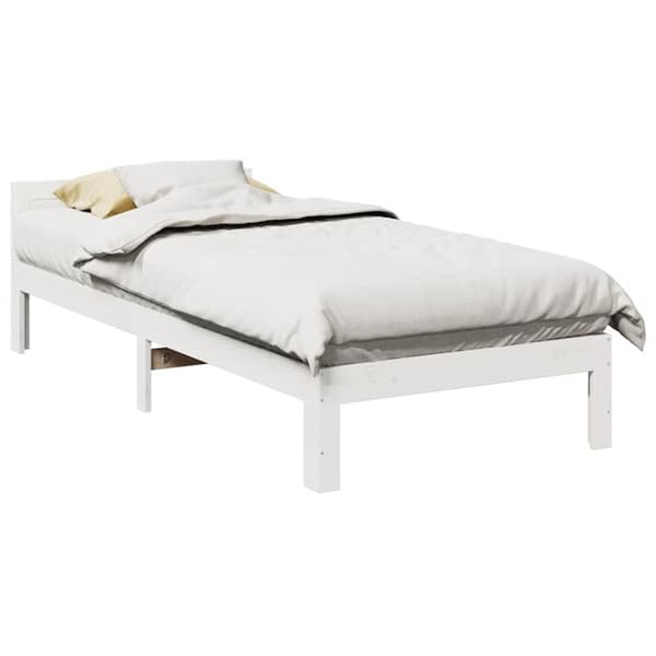 Sängram utan madrass vit 80x200 cm massiv furu