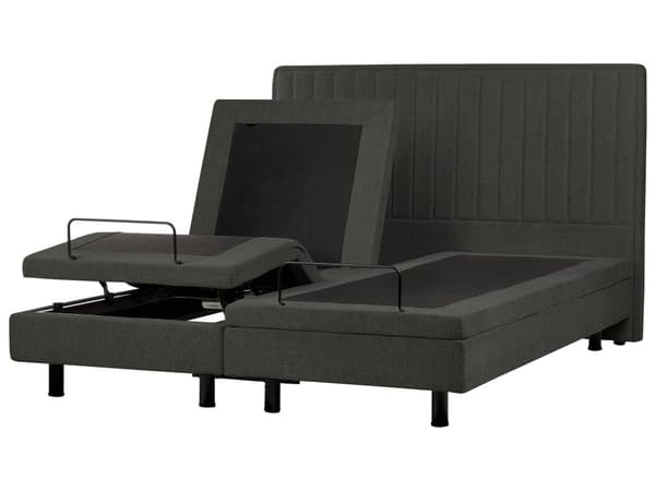 Elektrisk Seng Mørkegrå 180 x 200 cm Fjernkontroll Justerbar Stoffpolstring