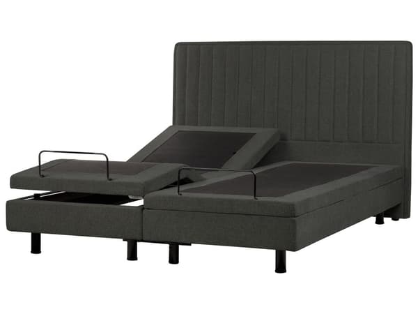 Elektrisk Seng Mørkegrå 180 x 200 cm Fjernkontroll Justerbar Stoffpolstring