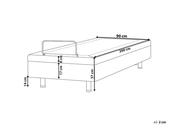 Elektrisk Seng Mørkegrå Polyester 90 x 200 cm Fjernstyrt Justerbar Uten Sengegavl