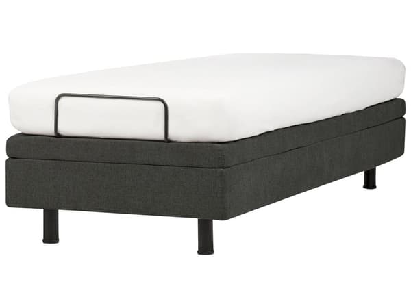 Elektrisk Seng Mørkegrå Polyester 90 x 200 cm Fjernstyrt Justerbar Uten Sengegavl