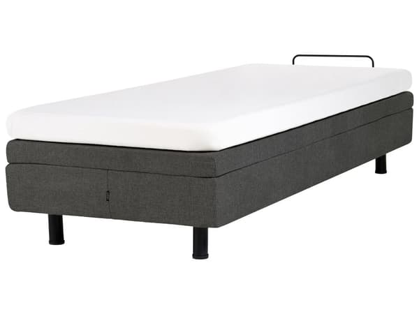 Elektrisk Seng Mørkegrå Polyester 90 x 200 cm Fjernstyrt Justerbar Uten Sengegavl
