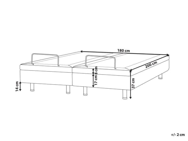 Elektrisk Seng Lys Grå Polyester 180 x 200 cm Fjernstyrt Justerbar Uten Sengegavl