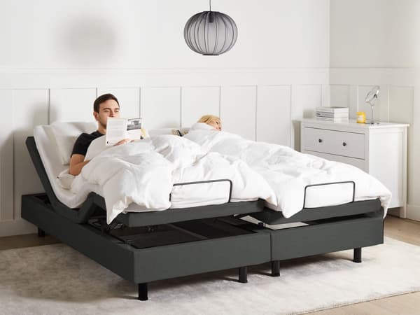 Elektrisk Seng Lys Grå Polyester 180 x 200 cm Fjernstyrt Justerbar Uten Sengegavl
