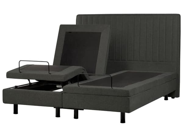 Elektrisk Seng Mørkegrå 160 x 200 cm Fjernkontroll Justerbar Stoffpolstring