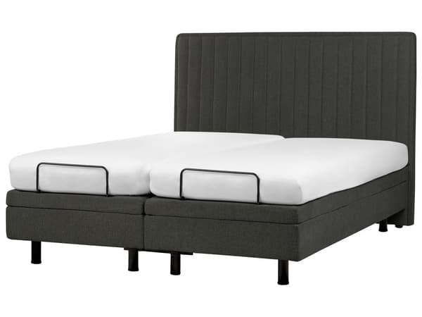 Elektrisk Seng Mørkegrå 160 x 200 cm Fjernkontroll Justerbar Stoffpolstring