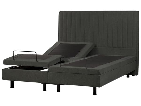 Elektrisk Seng Mørkegrå 160 x 200 cm Fjernkontroll Justerbar Stoffpolstring