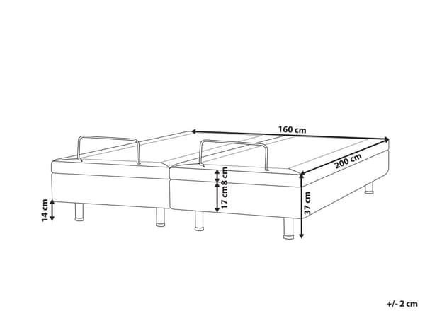 Elektrisk Seng Mørkegrå Polyester 160 x 200 cm Fjernstyrt Justerbar Uten Sengegavl