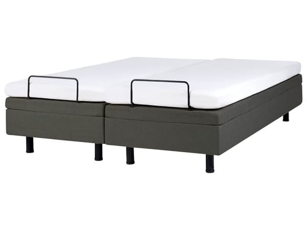 Elektrisk Seng Mørkegrå Polyester 160 x 200 cm Fjernstyrt Justerbar Uten Sengegavl