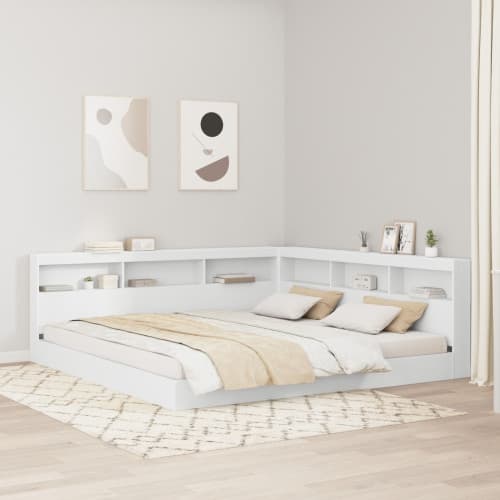Bokhyllesäng Vit 200x200 cm Tillverkat trä
