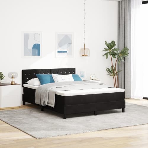 Sängbotten med Madrass Svart 160x200 cm Sammet