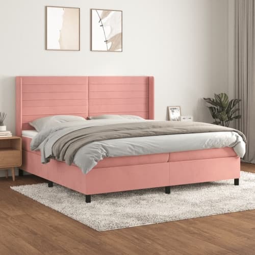 Ramsäng med madrass rosa 200x200 cm sammet