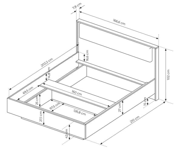 FURNLUX SÄNGYn kehys BALTIC MUSTA 160x200cm