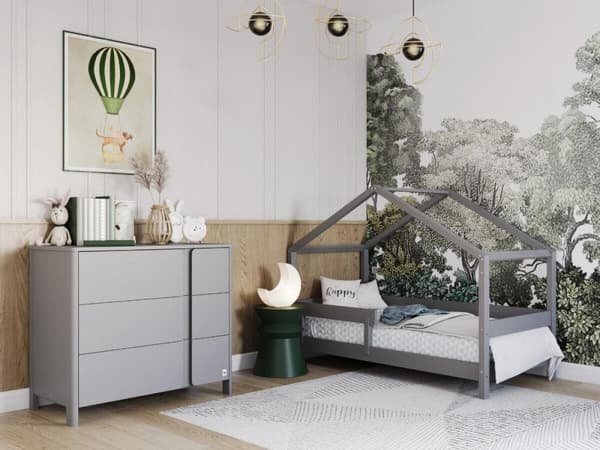 FURNLUX HOUSE BED HYTTE LIGHT GREY 80X160CM