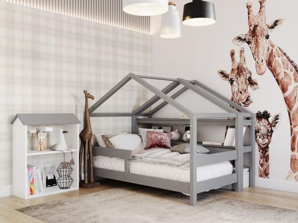 FURNLUX HOUSE BED HYTTE LIGHT GREY 80X160CM