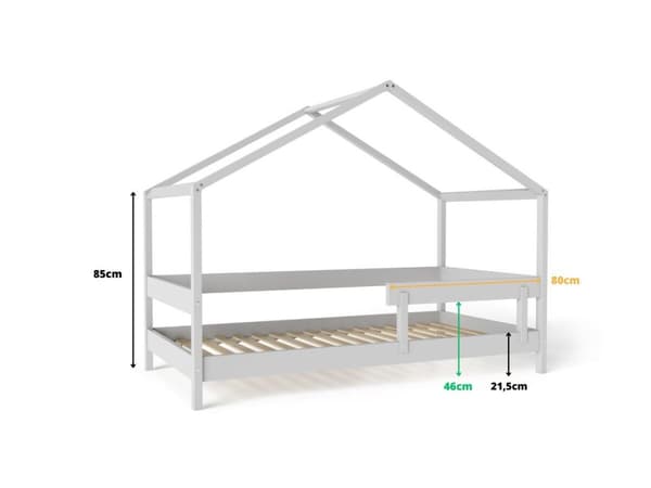 FURNLUX HOUSE BED HYTTE LIGHT GREY 80X160CM
