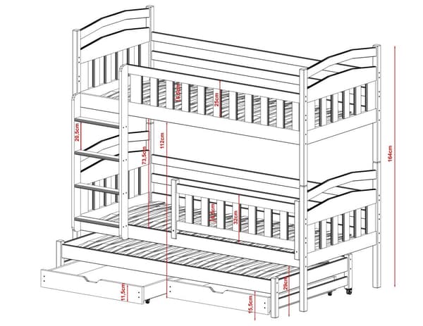 FURNLUX BUNK BED BLANKA VALKOINEN 90x200cm