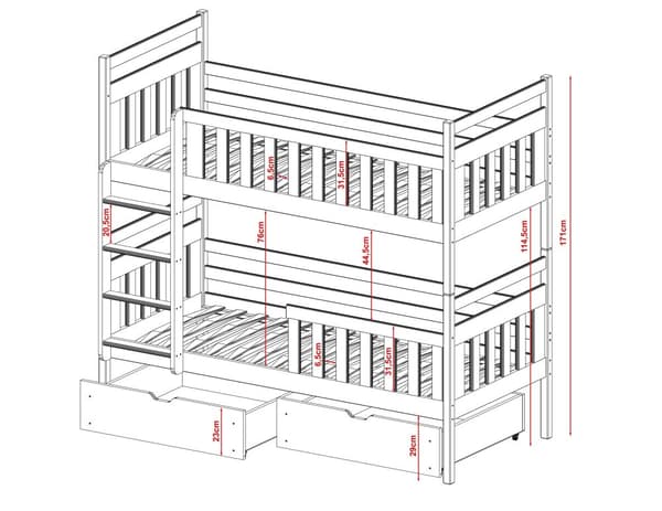 FURNLUX BUNK BED MONIKA WHITE 90x200CM