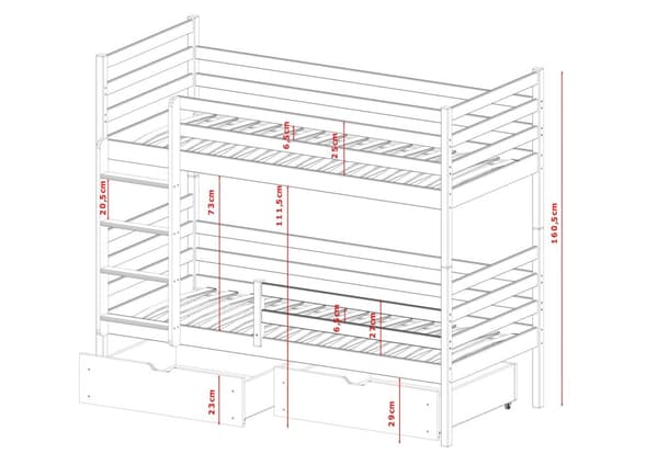 FURNLUX BUNK BED NEMO WHITE 90x200CM