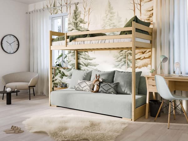 FURNLUX BUNK BED SOFINO GREY & PINE 90x200CM