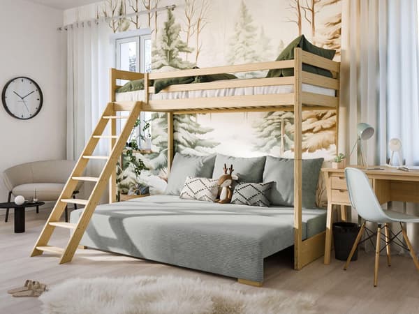 FURNLUX BUNK BED SOFINO GREY & PINE 90x200CM