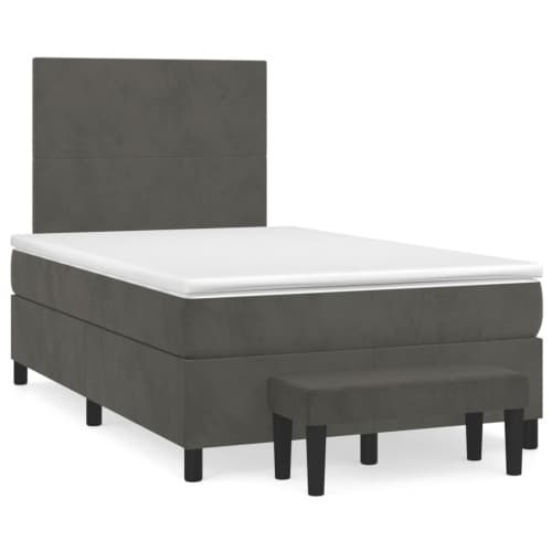 Ramsäng med madrass mörkgrå 120x190 cm sammet