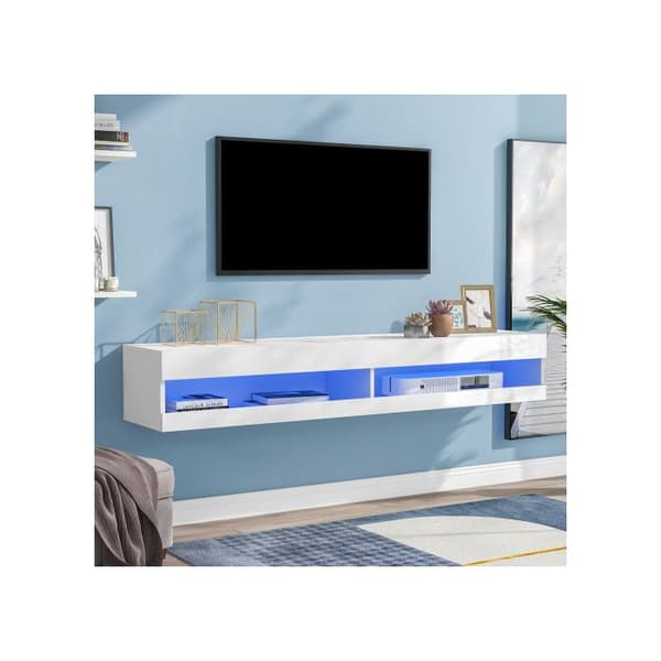 TV-möbel med LED-belysning, vit, 140x40x30,5 cm, vit