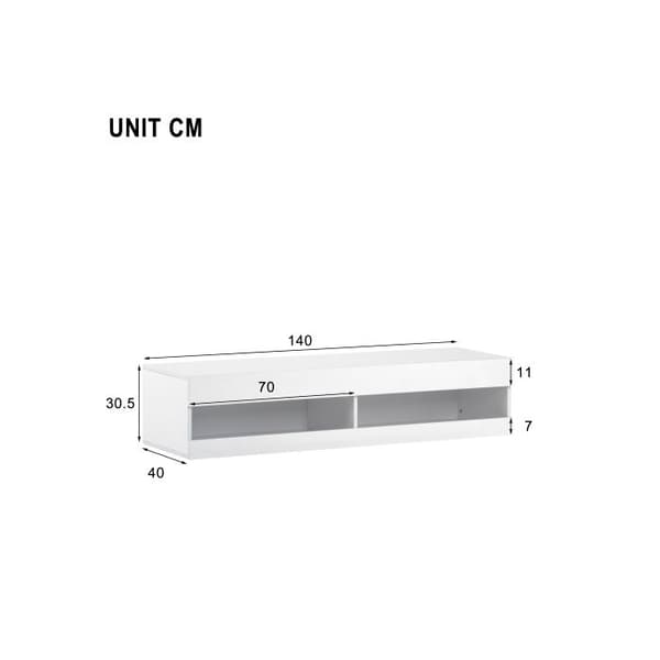 TV-möbel med LED-belysning, vit, 140x40x30,5 cm, vit