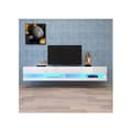 Miniatyrbild 1 av 6: TV-möbel med LED-belysning, vit, 140x40x30,5 cm, vit