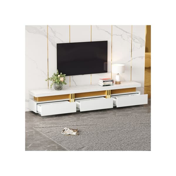 Moderna marmormöbler, TV-möbel, TV-möbel med lådor, 200 x 40 x 42 cm - För TV upp till 90 tum