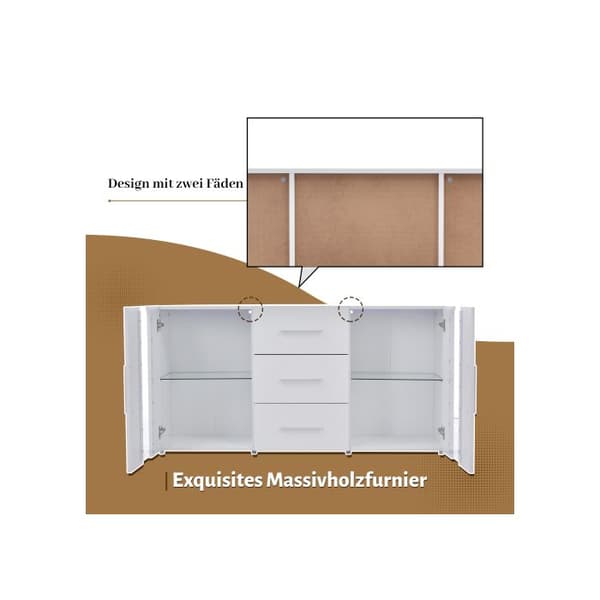 TV-förvaringsmöbel, lågmöbel med 16 färgglada LED-lampor, för matsal och vardagsrum, 140*35*70 cm