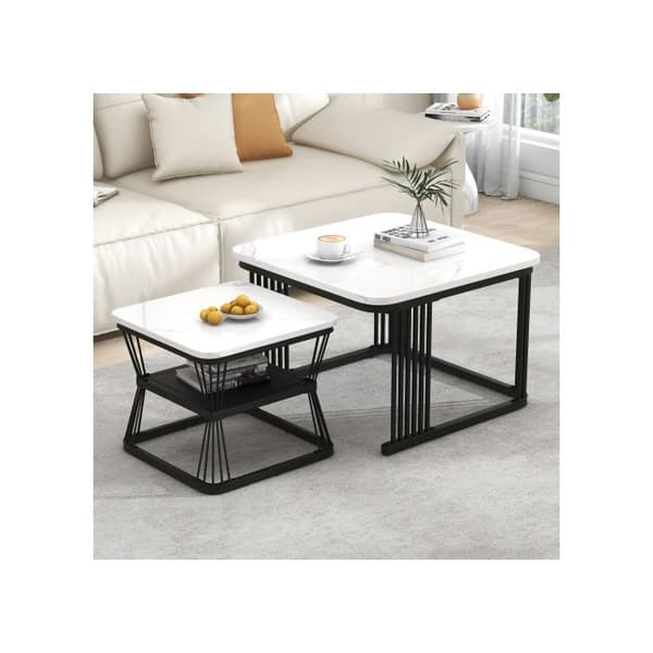 Set om 2 moderna soffbord, 2 bord, mått 65x65x45 cm och 45x45x39.5 cm respektive.