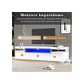 Miniatyrbild 6 av 6: Elegant och blänkande TV-möbel 160x39x42 cm - Vit med LED-belysning 16 färger - Passar för TV 70'