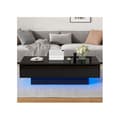 Miniatyrbild 3 av 6: Modern soffbord i glänsande svart, 115 x 55 x 34 cm, med 2 lådor, LED-belysning och en viktkapacitet på 30 kg.