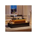 Miniatyrbild 4 av 6: Modern svart glänsande soffbord med LED-belysning och 4 lådor - Elegant sidobord 90x55x41 cm