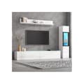 Miniatyrbild 3 av 6: TV-väggset 3-delars frontväggset vit 1 x TV-skåp, 1 x vardagsrumsdisplay, 1 x vägghylla