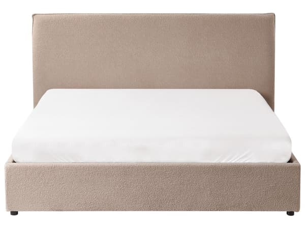 Seng med Oppbevaring Taupe Boucle Møbeltrekk Klassisk Sengegavl 160 x 200 cm