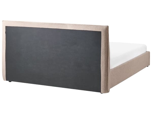 Seng med Oppbevaring Taupe Boucle Møbeltrekk Klassisk Sengegavl 160 x 200 cm