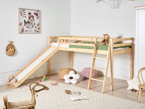 Barneseng Lysebrunt Furutre Enkeltseng 90 x 200 cm med Lamellramme og Skyvbar Seng for Småbarn