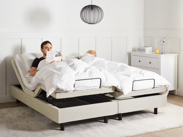 Elektrisk Seng Beige Polyester 180 x 200 cm Fjernkontroll Justerbar uten Sengegavl