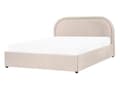 Miniatyrbilde 4 av 11: Dobbeltseng Beige Stoff 140 x 200 cm Polstret Ramme Nakkestøtte med Oppbevaring