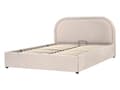 Miniatyrbilde 5 av 11: Dobbeltseng Beige Stoff 140 x 200 cm Polstret Ramme Nakkestøtte med Oppbevaring