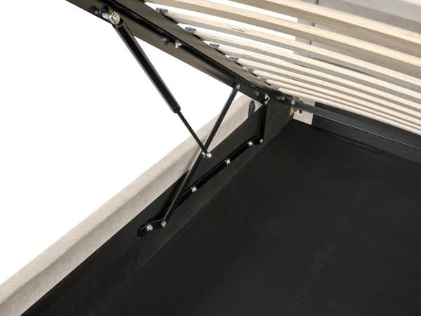 Dobbeltseng Beige Stoff 140 x 200 cm Polstret Ramme Nakkestøtte med Oppbevaring