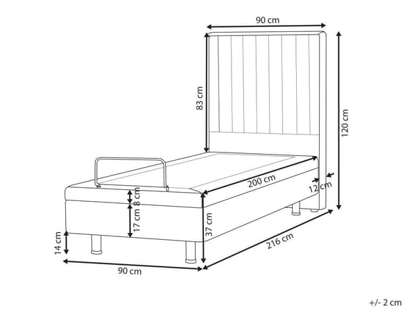Elektrisk Seng Beige 90 x 200 cm Fjernkontroll Justerbar Polstring i Stoff