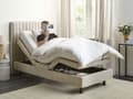 Miniatyrbilde 4 av 11: Elektrisk Seng Beige 90 x 200 cm Fjernkontroll Justerbar Polstring i Stoff