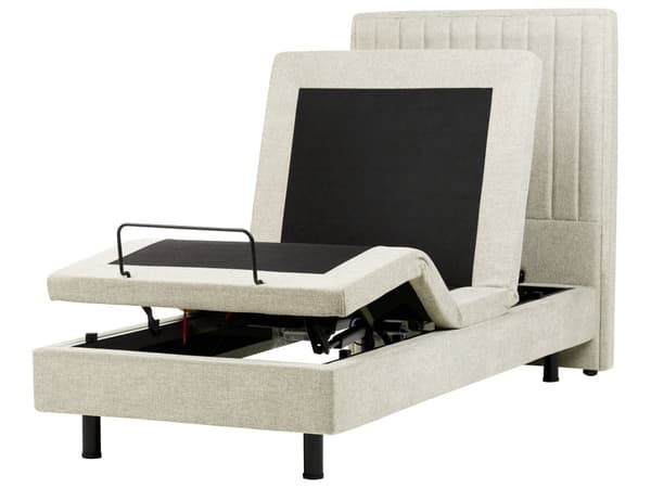 Elektrisk Seng Beige 90 x 200 cm Fjernkontroll Justerbar Polstring i Stoff