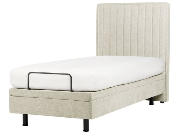 Elektrisk Seng Beige 90 x 200 cm Fjernkontroll Justerbar Polstring i Stoff