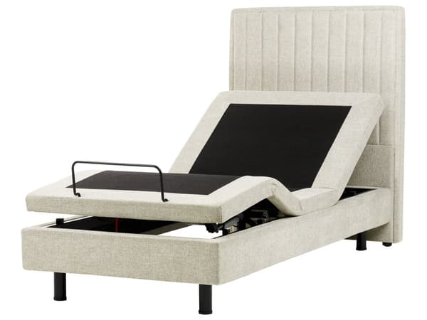 Elektrisk Seng Beige 90 x 200 cm Fjernkontroll Justerbar Polstring i Stoff