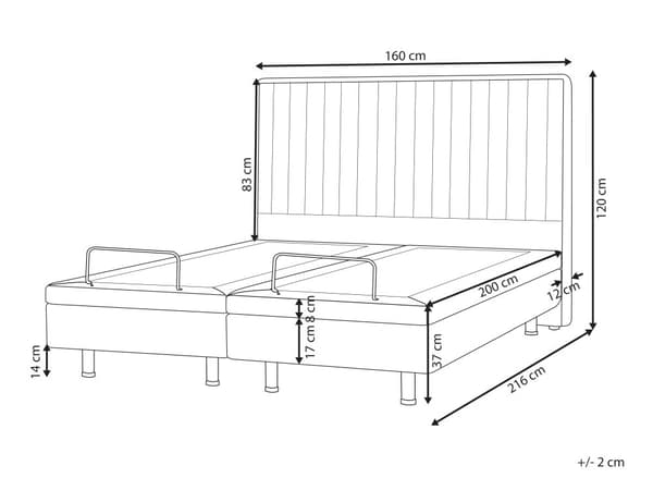 Elektrisk Seng Beige 160 x 200 cm Fjernkontroll Justerbar Polstring av Stoff
