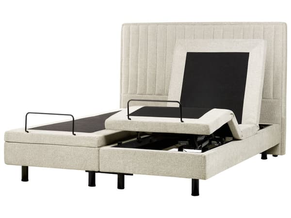 Elektrisk Seng Beige 160 x 200 cm Fjernkontroll Justerbar Polstring av Stoff